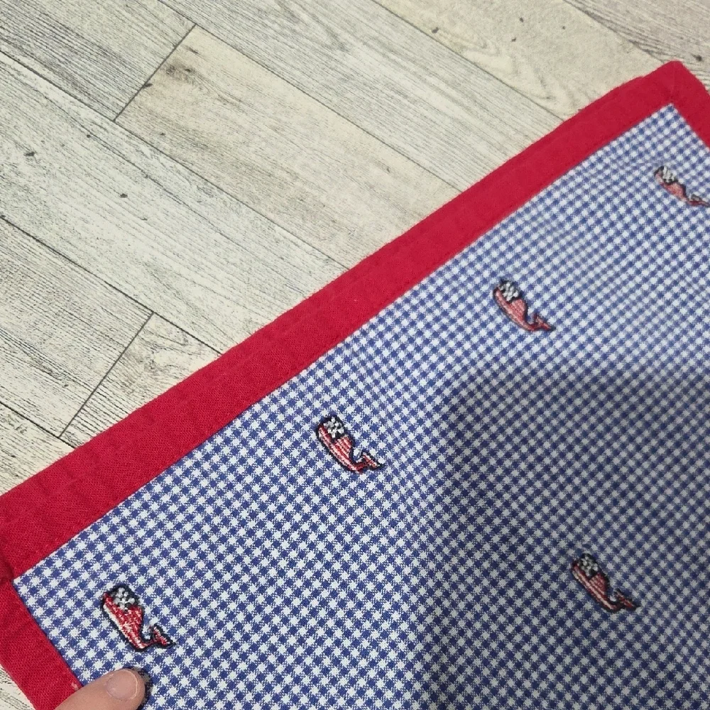Vineyard Vines Patriotic Blue Checkered Whale Placemats